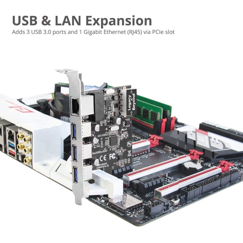 SIIG 3 Port PCI Express USB 3.0 Adapt Card + Gigabit Ethernet LAN - Standard & Low - Profile Windows Server,7,8,8.1,10 PCsPCs (LB-US0614-S1) - Image 3